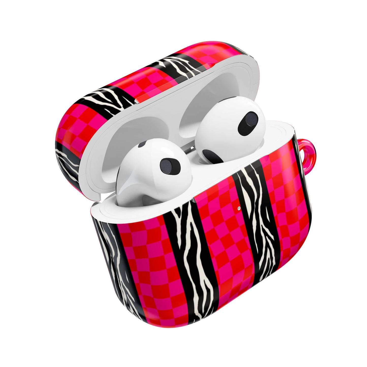 HOT PINK ZEBRA CHECKERED AIRPODS CASE
