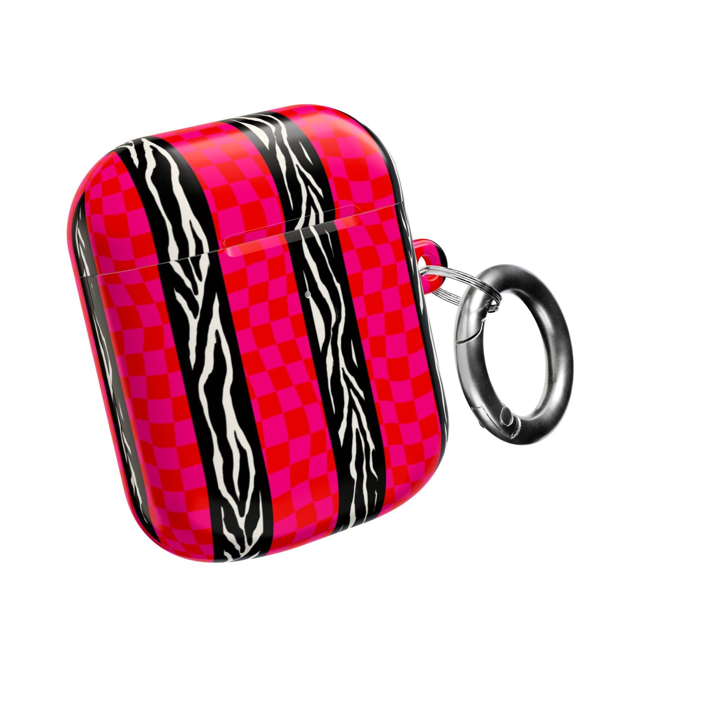 HOT PINK ZEBRA CHECKERED AIRPODS CASE