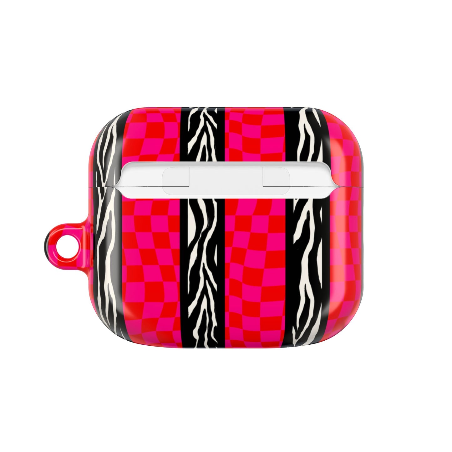 HOT PINK ZEBRA CHECKERED AIRPODS CASE