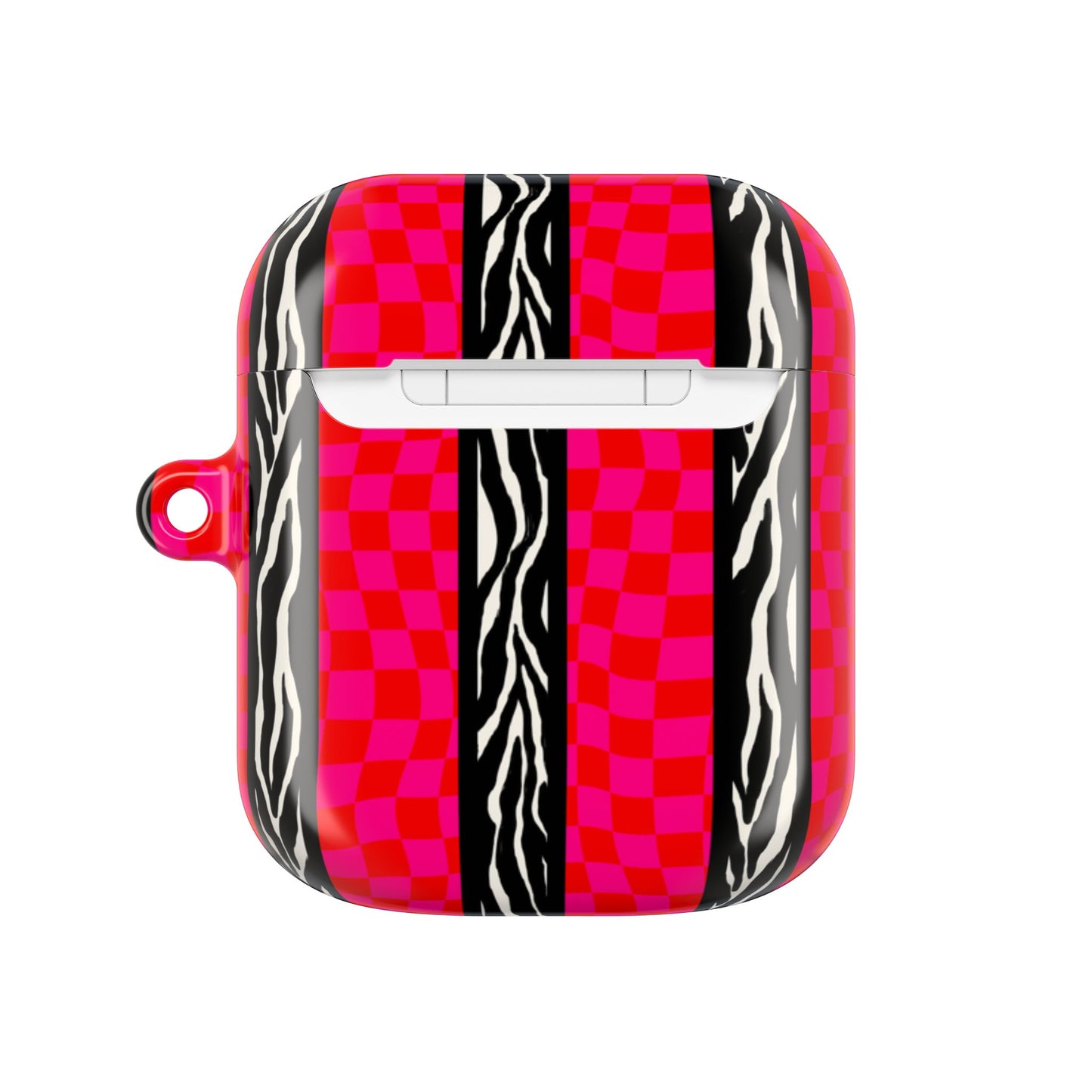 HOT PINK ZEBRA CHECKERED AIRPODS CASE
