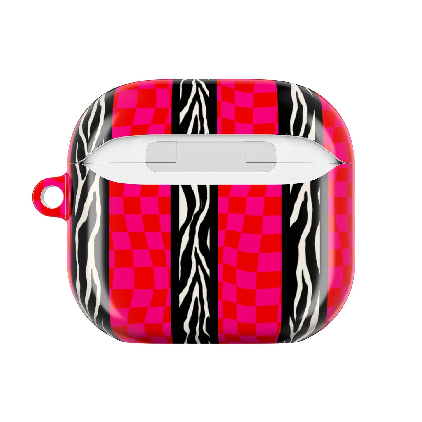 HOT PINK ZEBRA CHECKERED AIRPODS CASE