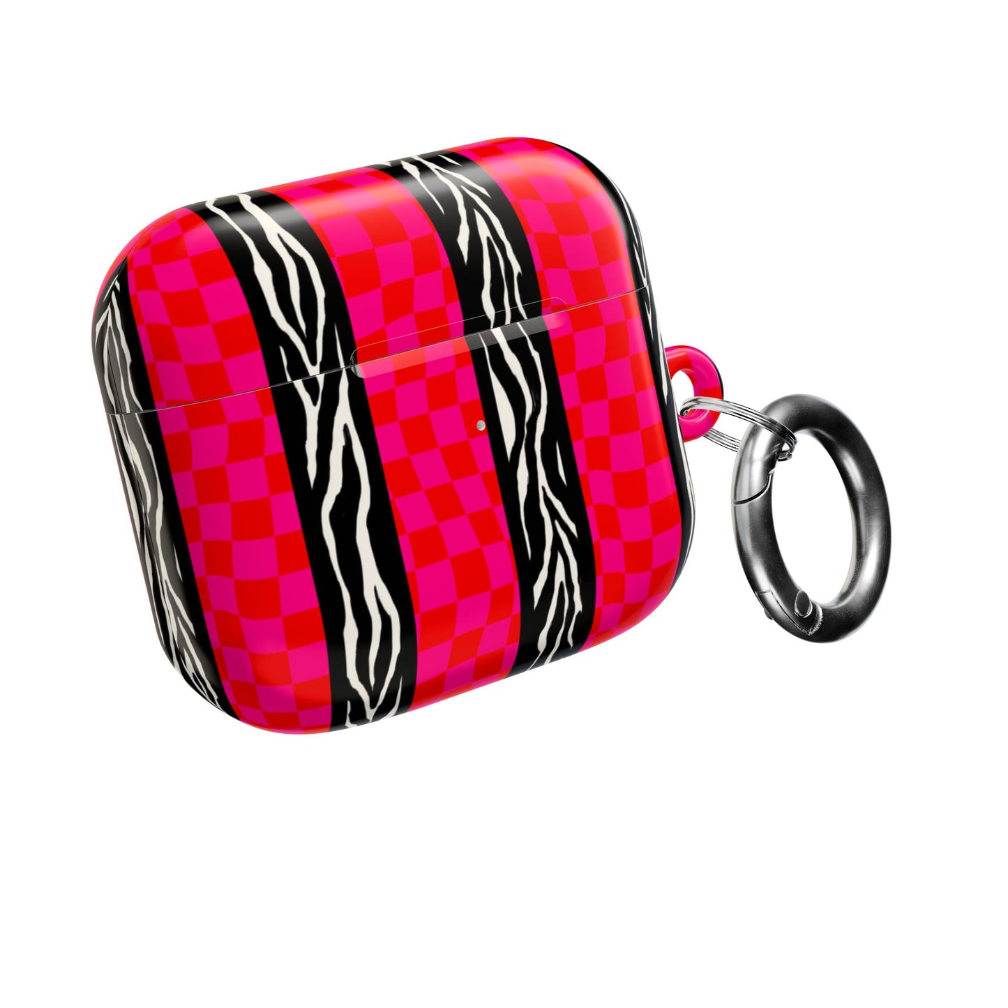 HOT PINK ZEBRA CHECKERED AIRPODS CASE