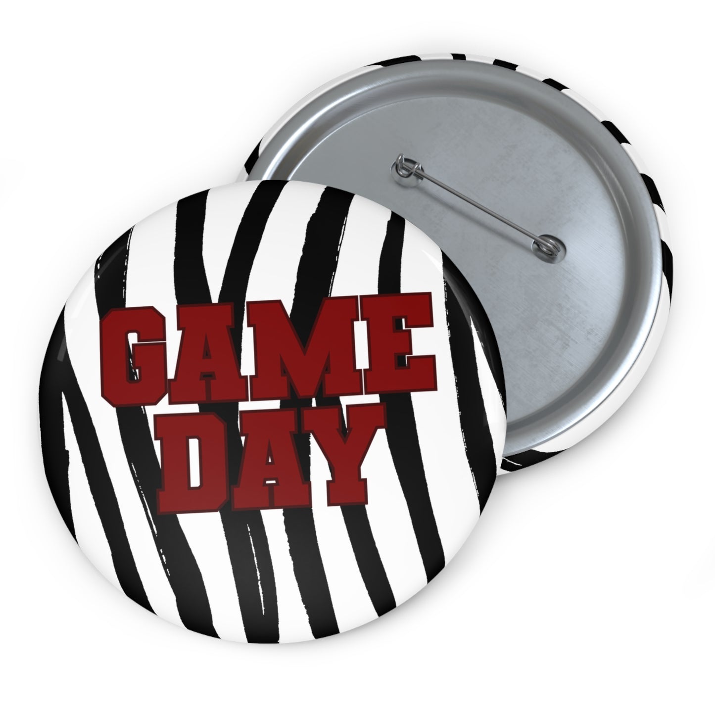 ZEBRA MAROON GAME DAY BUTTON PIN