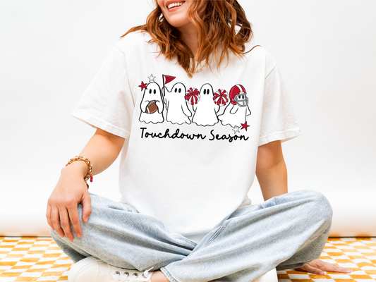 FOOTBALL GHOST RED AND WHITE GRAPHIC TEE