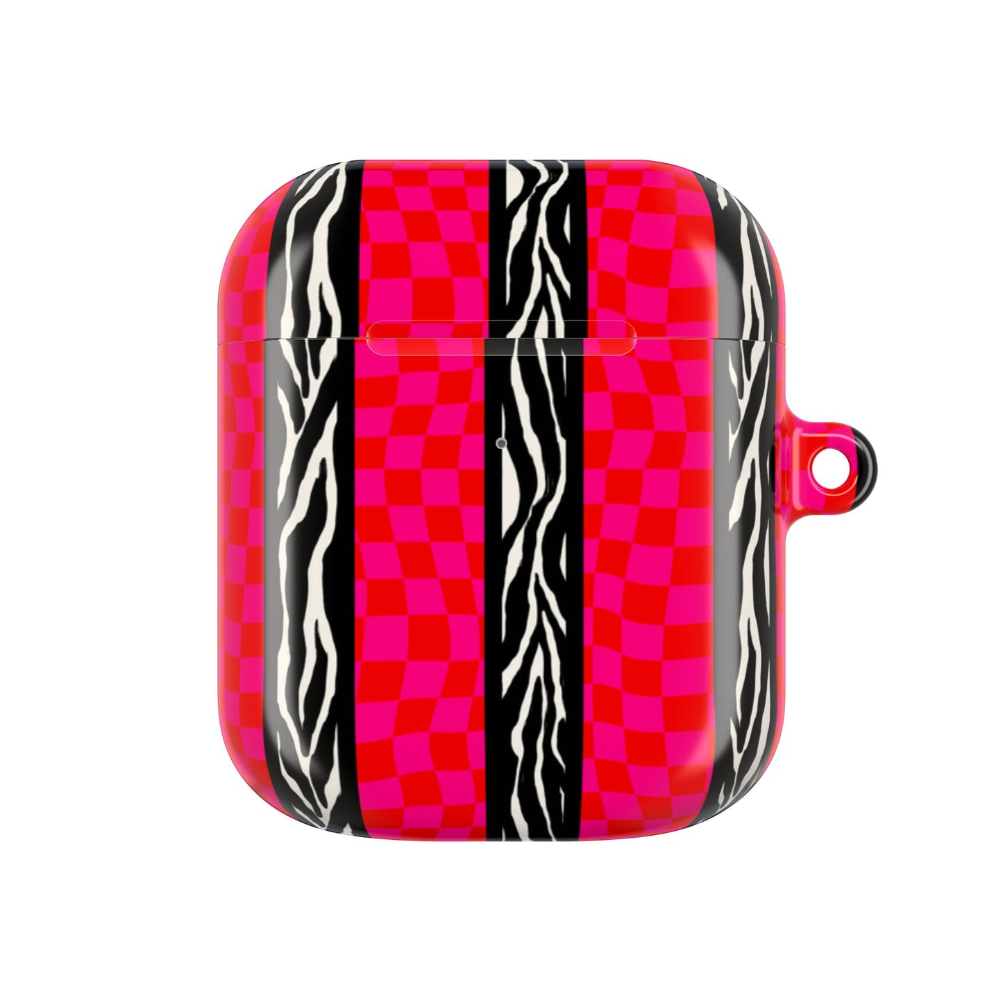 HOT PINK ZEBRA CHECKERED AIRPODS CASE