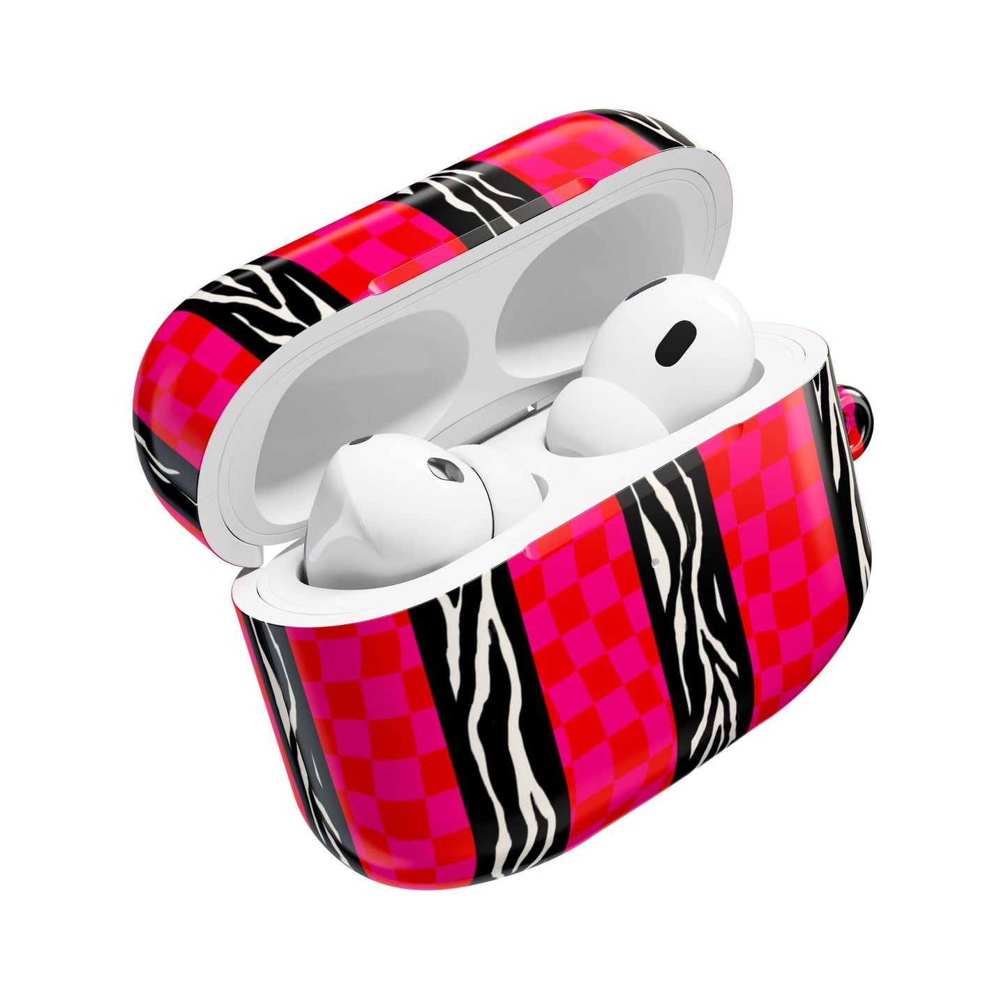 HOT PINK ZEBRA CHECKERED AIRPODS CASE