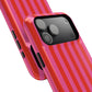 RED + PINK STRIPE MAGSAFE IMPACT-RESISTANT PHONE CASE