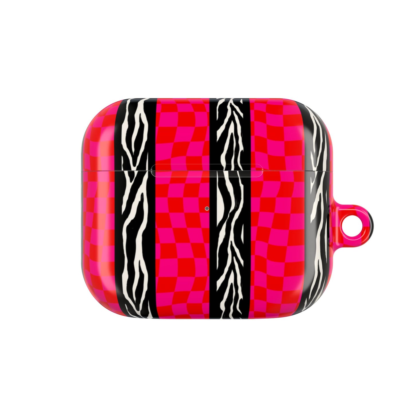 HOT PINK ZEBRA CHECKERED AIRPODS CASE