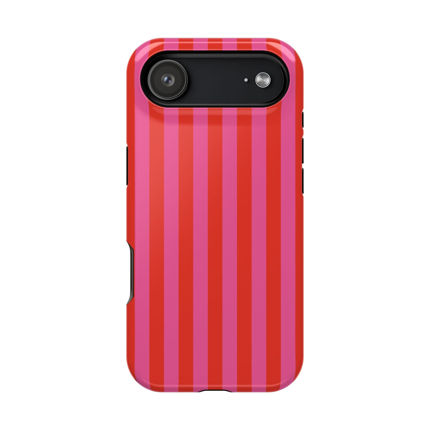 RED + PINK STRIPE MAGSAFE IMPACT-RESISTANT PHONE CASE