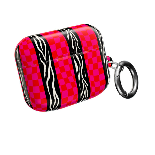 HOT PINK ZEBRA CHECKERED AIRPODS CASE
