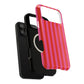 RED + PINK STRIPE MAGSAFE IMPACT-RESISTANT PHONE CASE