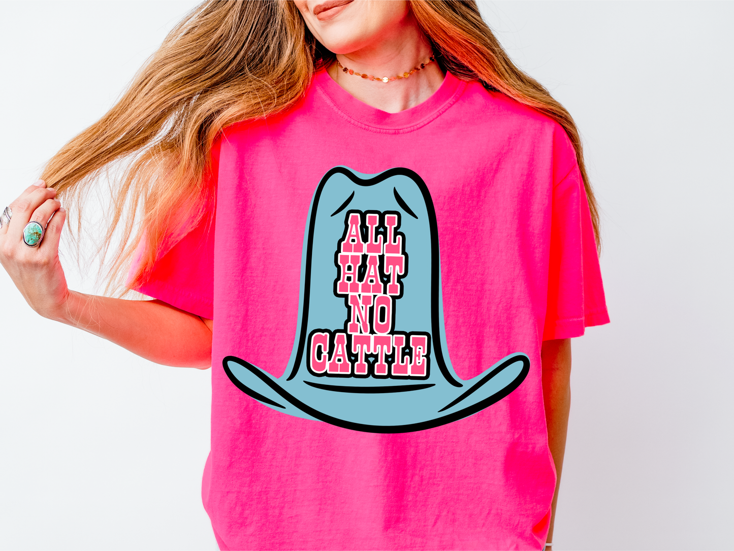 ALL HAT NO CATTLE COWBOY HAT GRAPHIC TEE