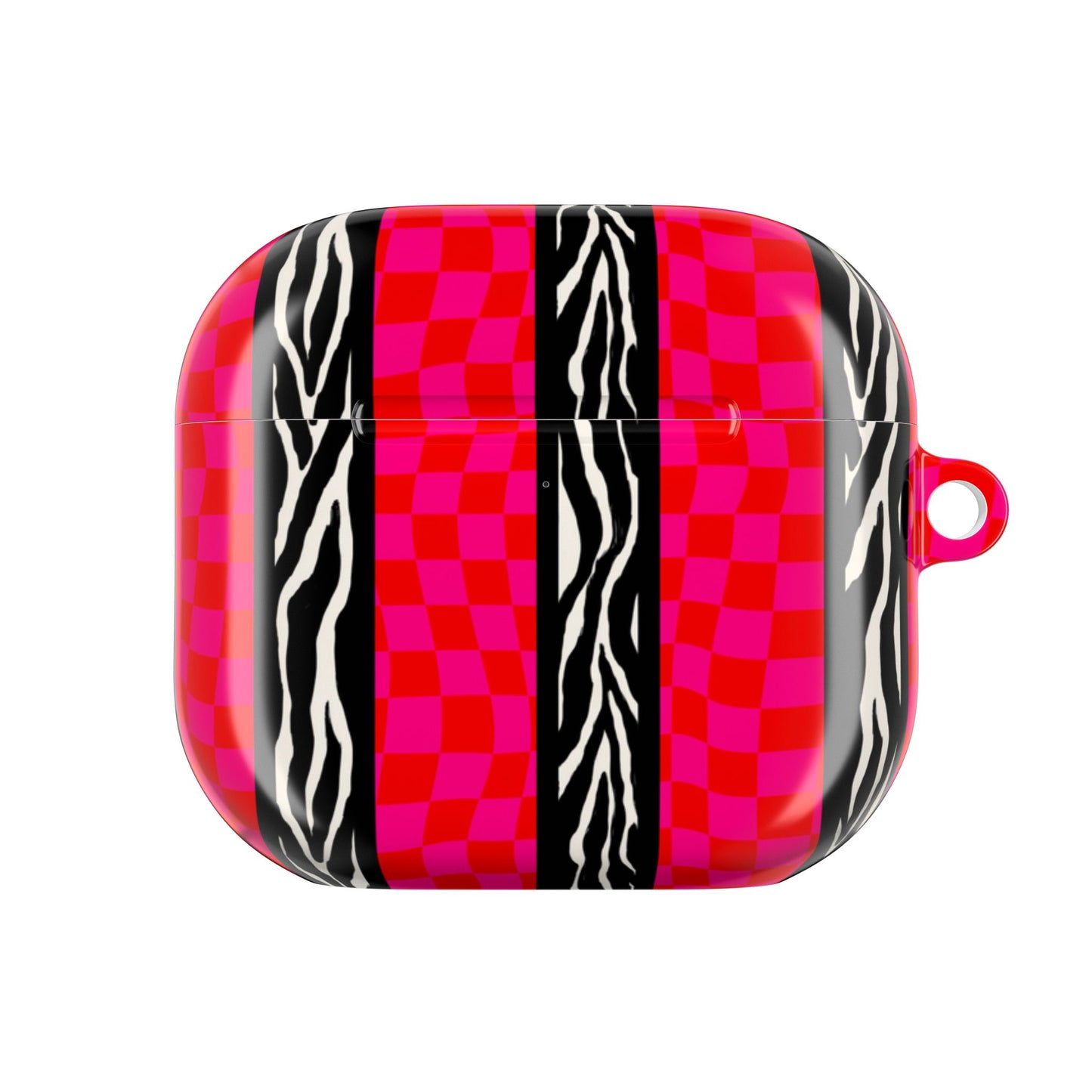 HOT PINK ZEBRA CHECKERED AIRPODS CASE