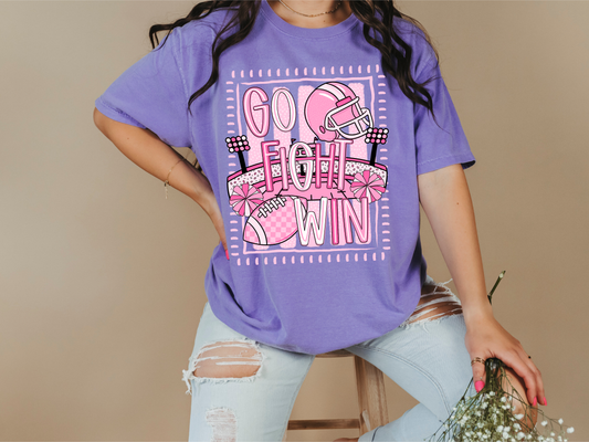 GO FIGHT WIN PINK FOOTBALL GRAPHIC TEE