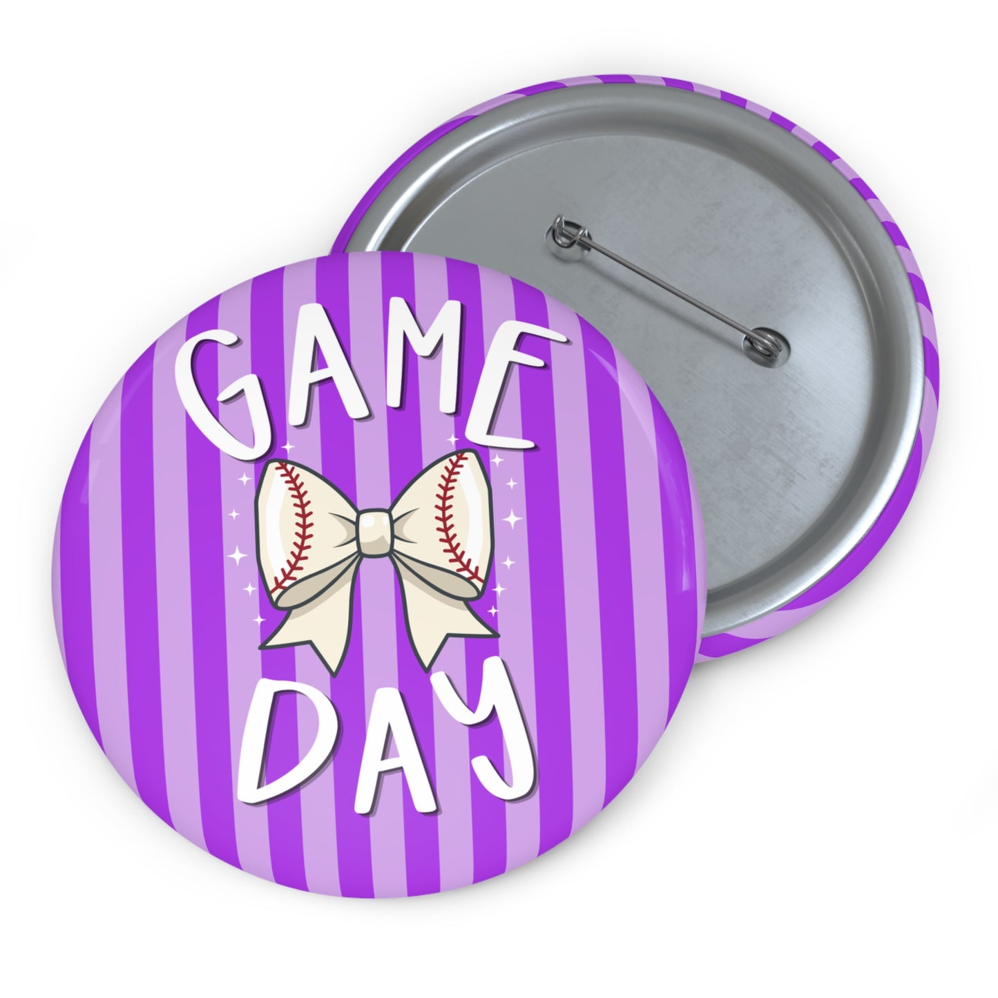 GAME DAY BASEBALL BOW BUTTON PIN