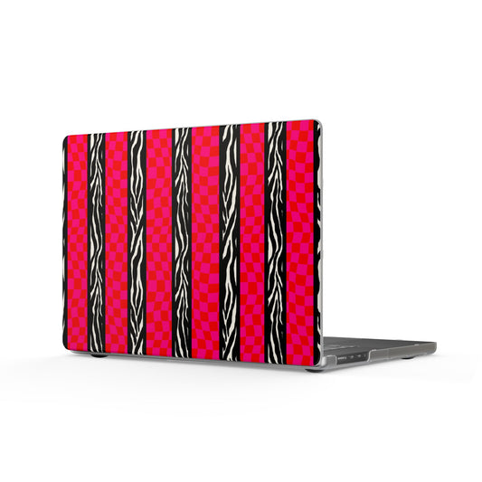HOT PINK ZEBRA CHECKERED HARDSHELL MACBOOK CASE