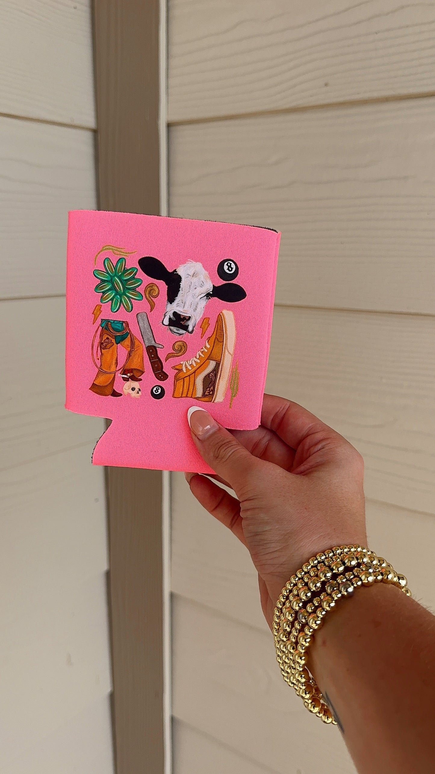 PINK COWGIRL CHAOS CAN KOOZIE