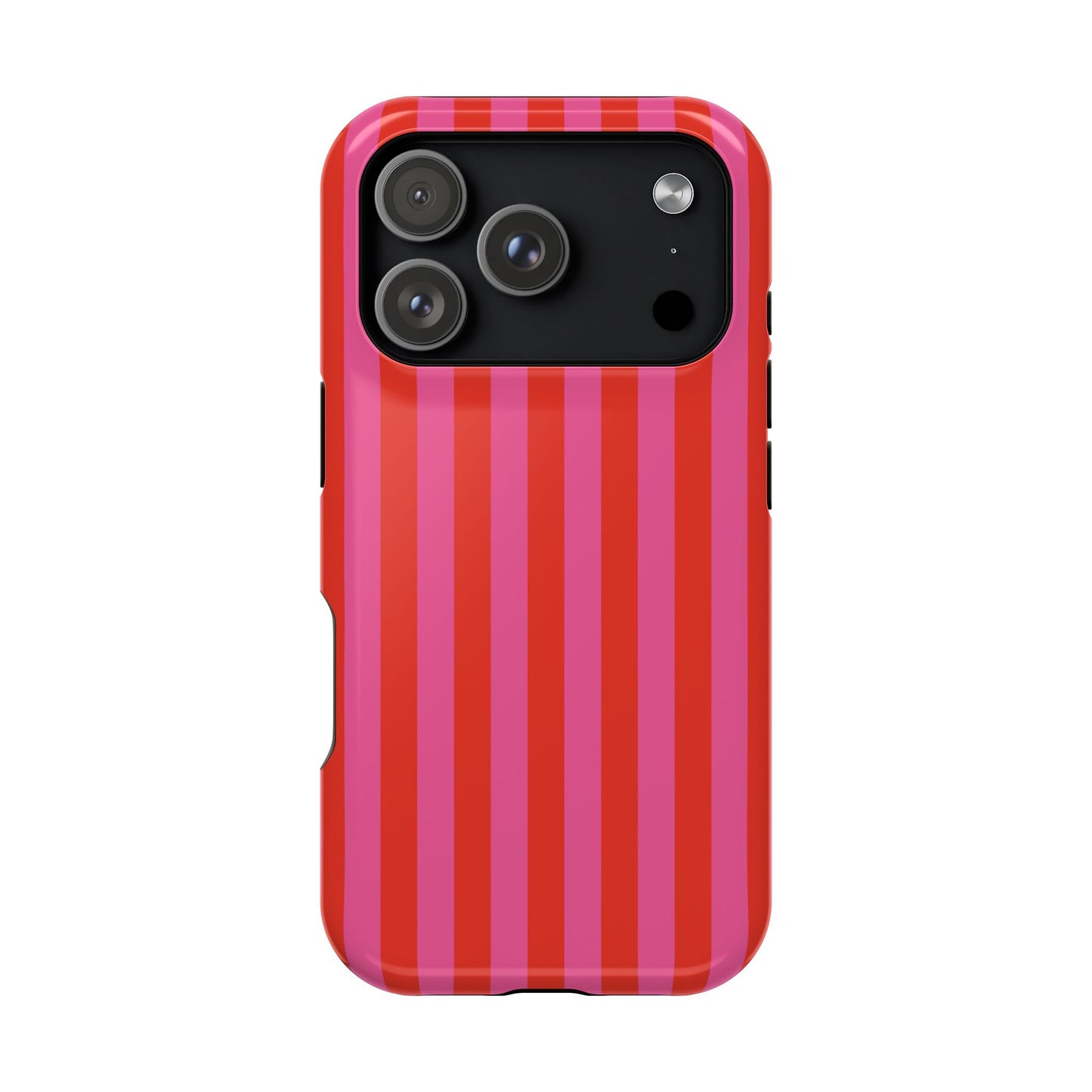 RED + PINK STRIPE MAGSAFE IMPACT-RESISTANT PHONE CASE