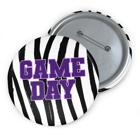 ZEBRA PURPLE GAMEDAY BUTTON PIN