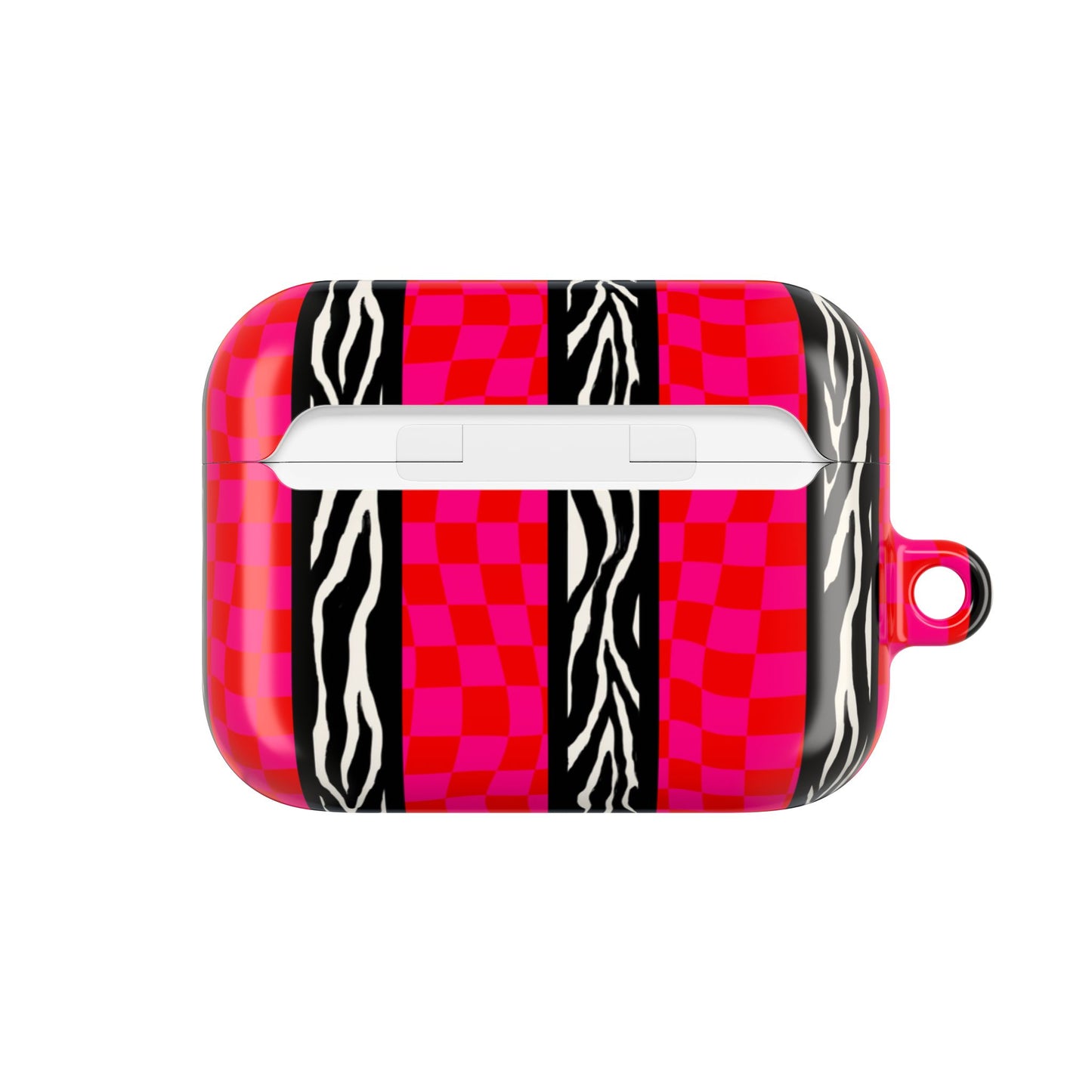 HOT PINK ZEBRA CHECKERED AIRPODS CASE