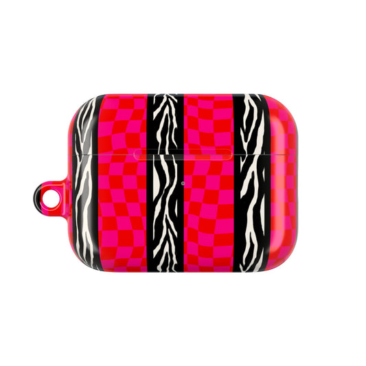 HOT PINK ZEBRA CHECKERED AIRPODS CASE
