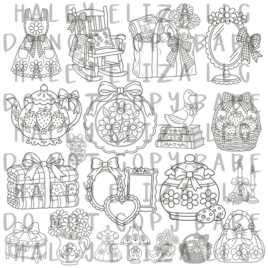 GRANNYCORE PROCREATE STAMP BRUSH SET | 20 PIECES