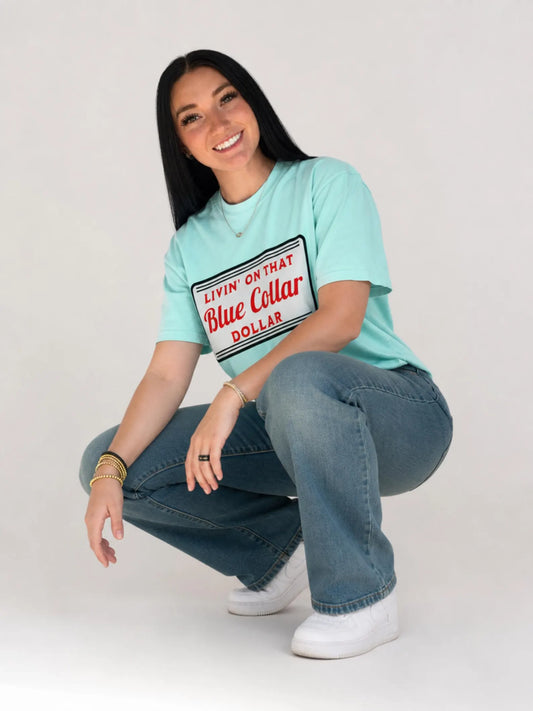 LIVIN ON THAT BLUE COLLAR DOLLAR COMFORT COLORS TEE